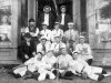Port Hood Royals, circa 1910 - First Row: Winifred MacDonell, Johnny Angus MacDougall, John Joseph MacDonald, Unknown Second Row: Dr. P.S. Campbell, Sandy Smith, Tom Merrit, Jack MacIsaac Third Row: Rory MacDougall, Unknown, John MacLellan, E.O. Leadbetter Fourth Row: Donald (Butcher) MacDonell, Unknown